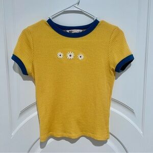 Yellow and Navy crop top